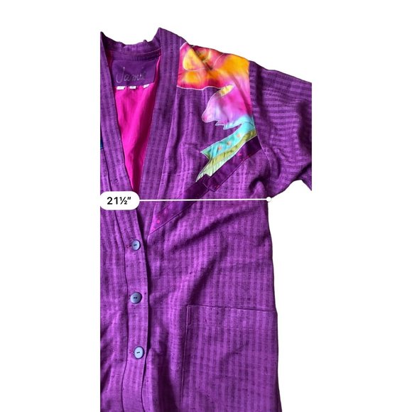 Jamie Womens Y2K Boutique Blazer Jacket Small Purple Silk Abstract Art Hippie Bo - Picture 6 of 8